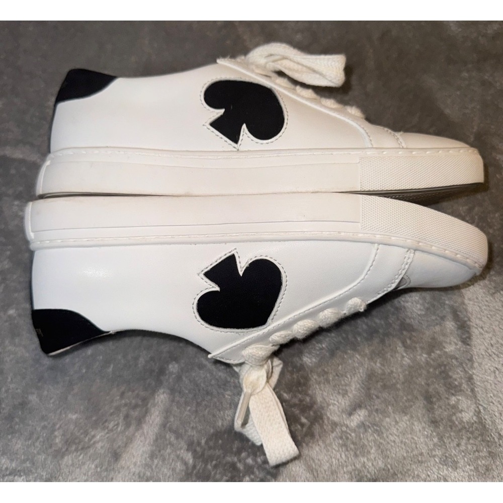 Kate Spade Fez White/Black Big Logo Leather Women Sneakers EU 37 SZ 6.5 B chic